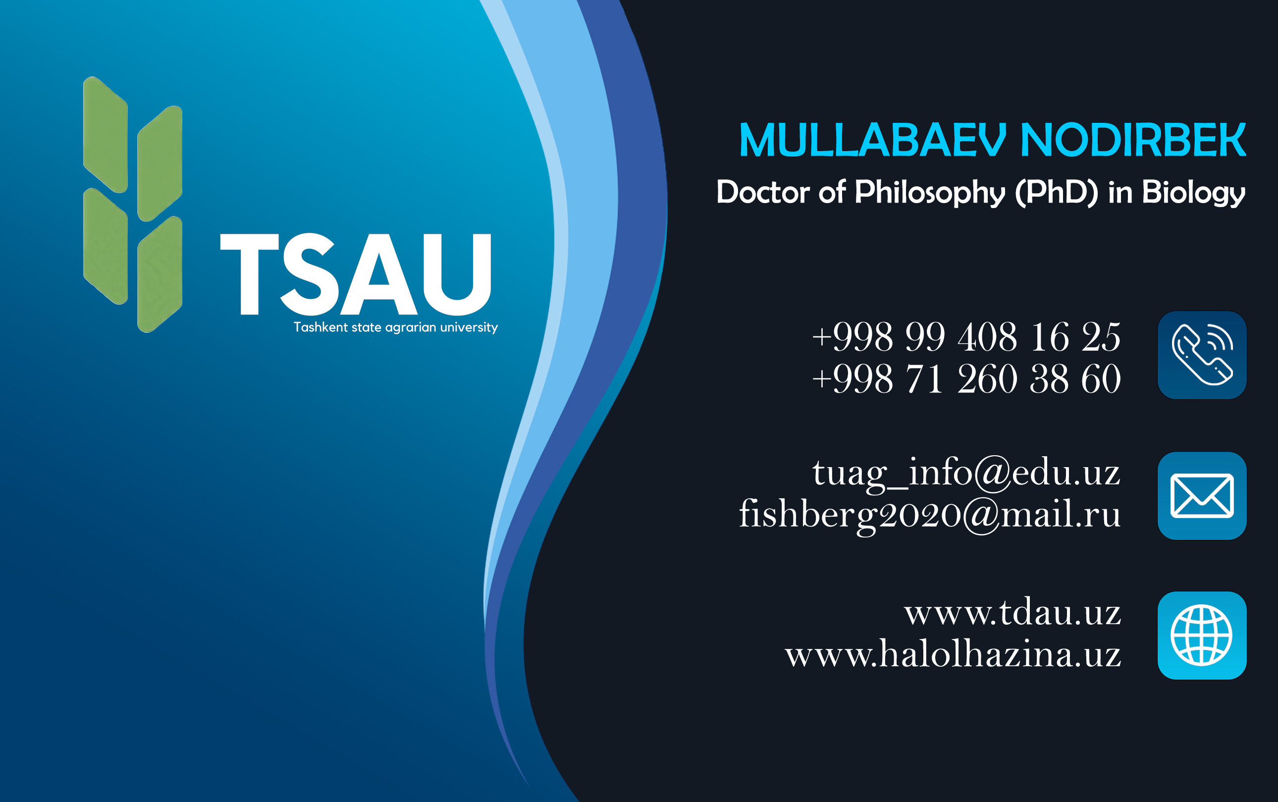Agrarian University Professor Business Card - rasm 2
